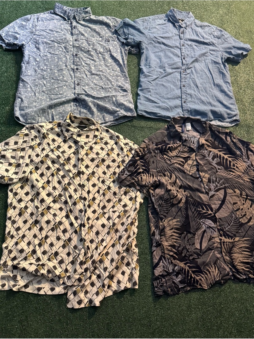 Bundle of 4 Men's Short-Sleeve Casual Button-Up Shirt - different patterns